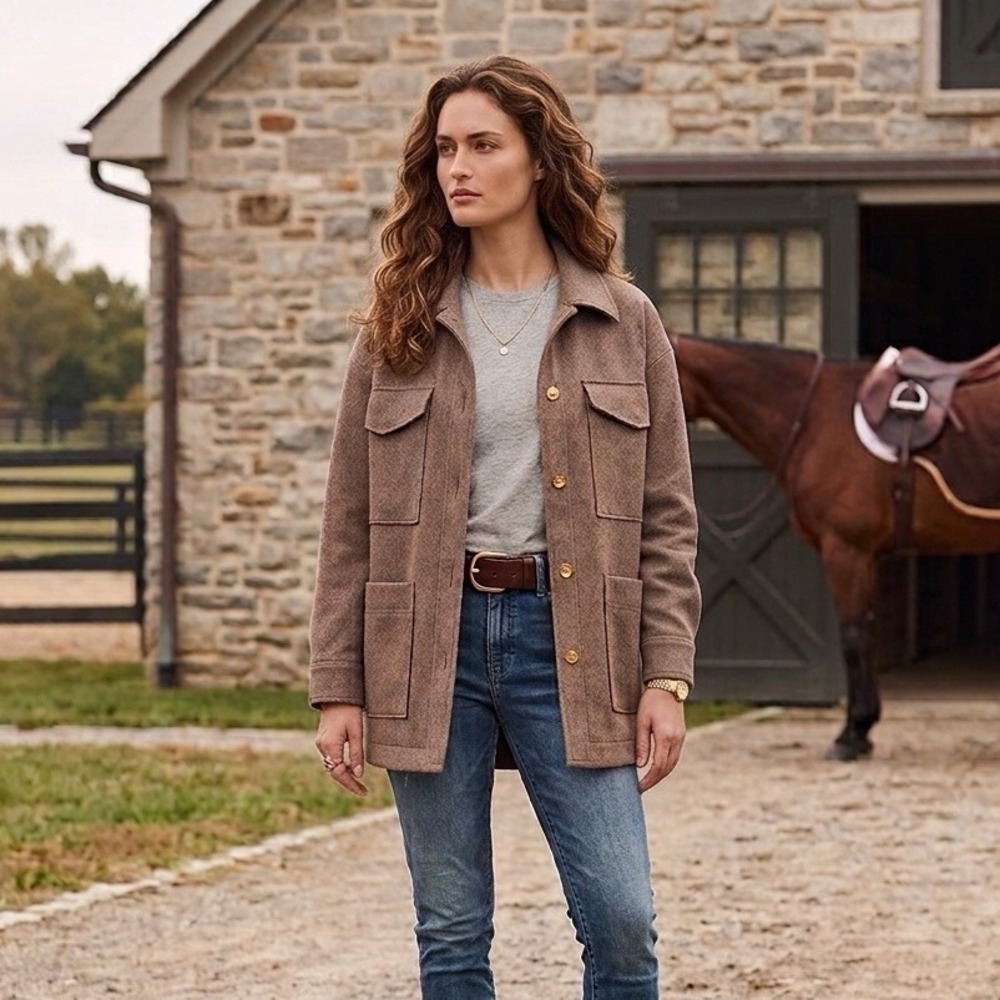 Banana Republic Women M Shacket Brown Equestrian Chore Barn Jacket Old Money - Picture 1 of 7